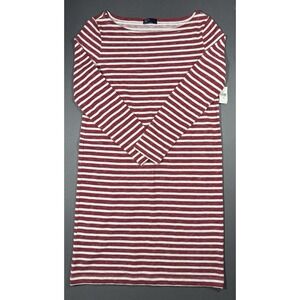 GAP Women's Stripped Long Sleeve Shift Dress XS‎ Red White 100% Cotton Fall 2015